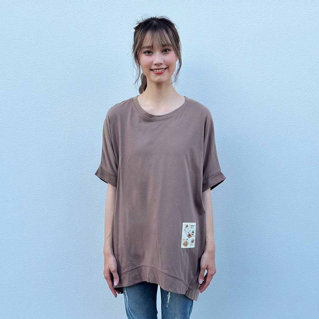 Hana Mokuba 圆领落肩长版上衣 - 女装上衣 - 其他材质 