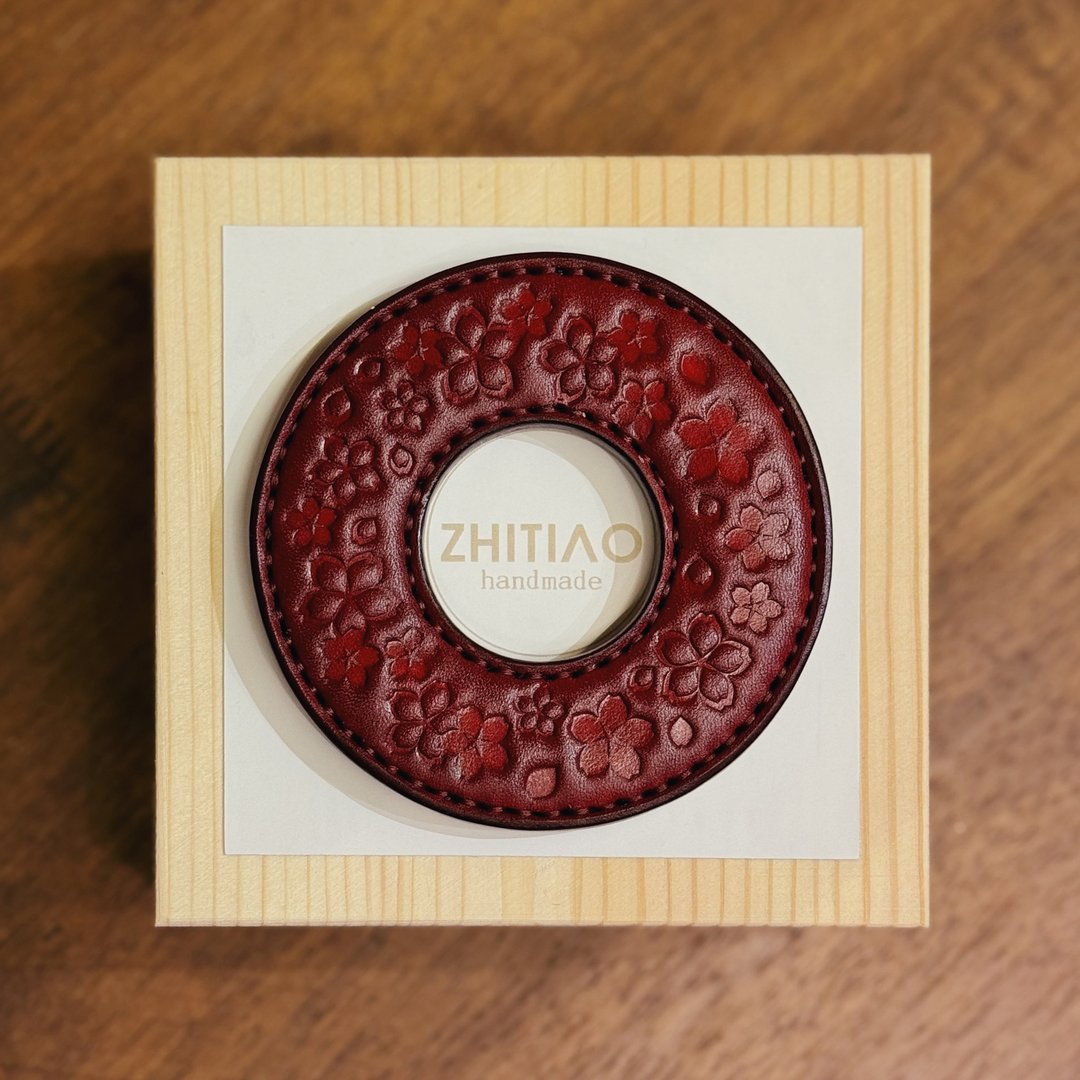 原创手工制作牛皮剑道刀镡 樱雪飘舞 红色 剑锷 Tsuba - 运动配件 - 真皮 红色