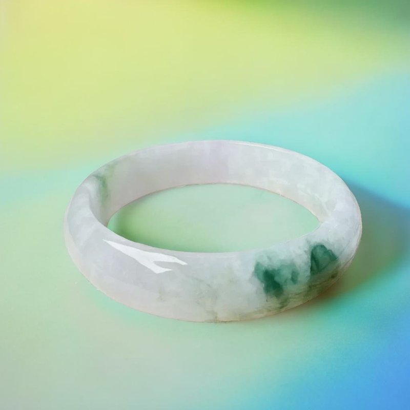 飘绿花翡翠手镯 | 14围 | 天然缅甸玉A货翡翠 | 送礼 - 手链/手环 - 玉石 多色