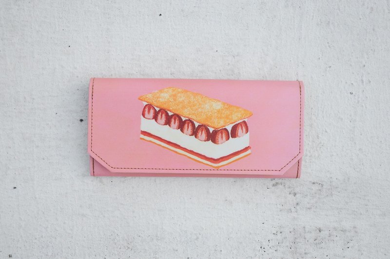 1983ER手工纸制防泼水新款式长夹-草莓蛋糕Strawberry Cake - 皮夹/钱包 - 纸 粉红色