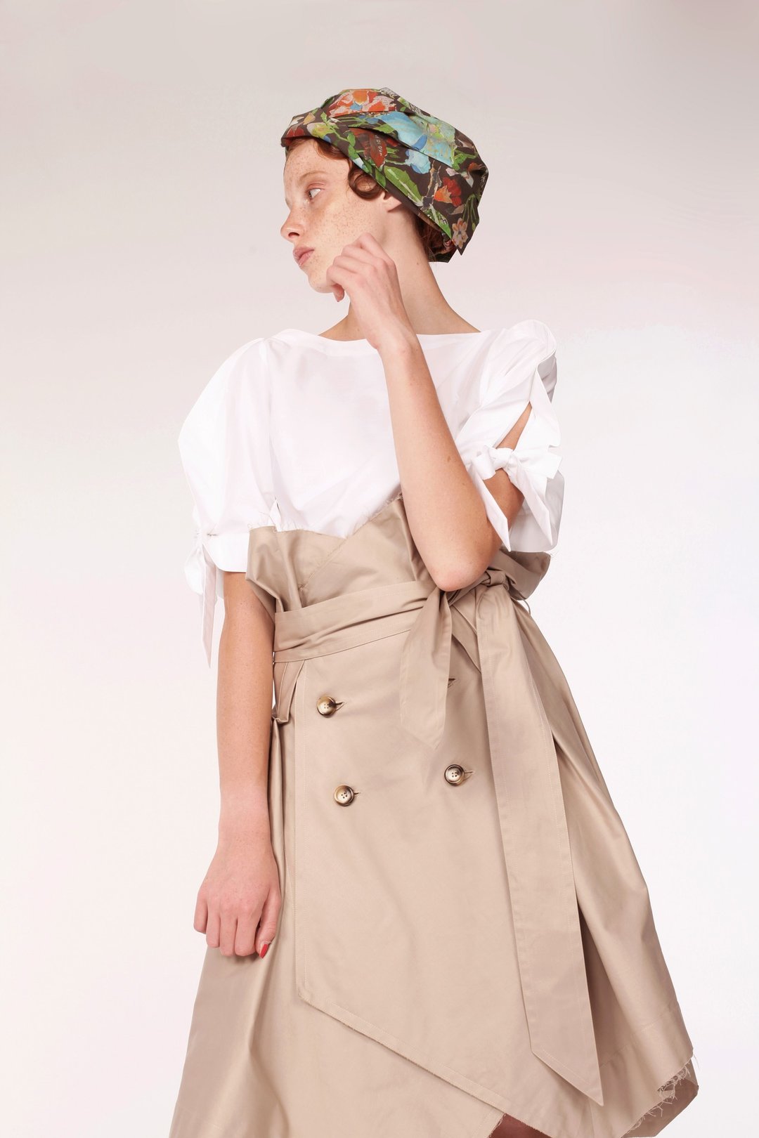 Cotton Trench Skirt / Beige/ Handmade in Japan - 裙子 - 棉 卡其色