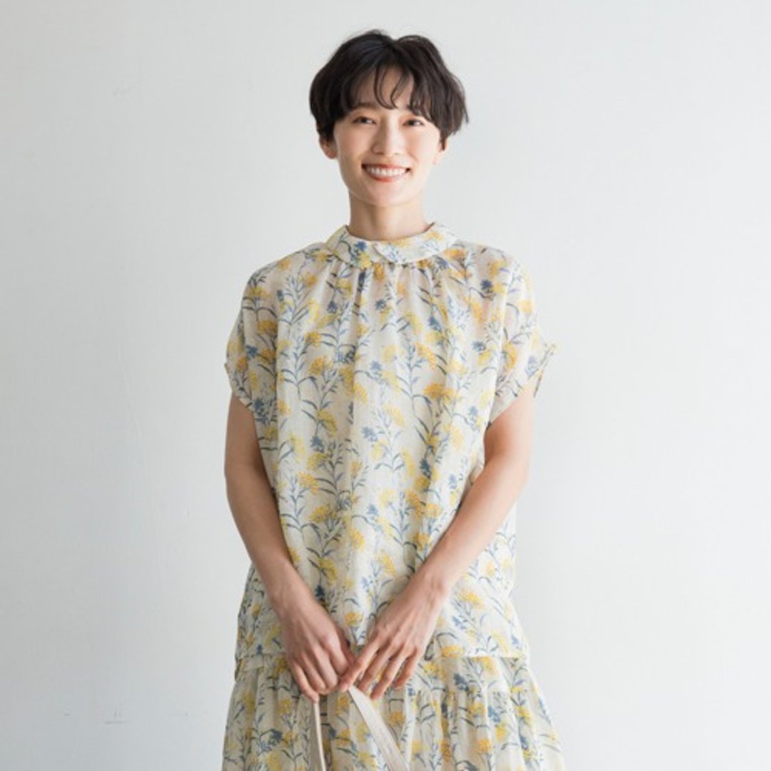 纯麻植物印花上衣 自然系透气罩衫 透气清爽 宽松舒适 240614-1 - 女装上衣 - 棉 