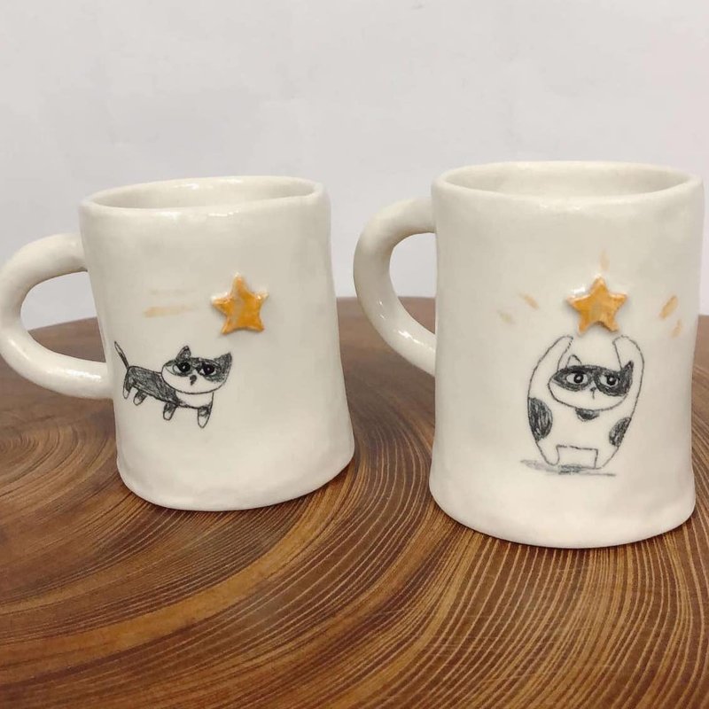 手捏猫猫许愿杯杯 - 咖啡杯/马克杯 - 瓷 白色