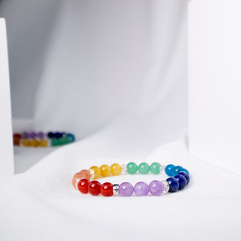 彩虹 玛瑙 太阳石 虎眼 绿东陵 蓝磷灰 青金 薰衣草紫水晶 白水晶 - 手链/手环 - 水晶 多色