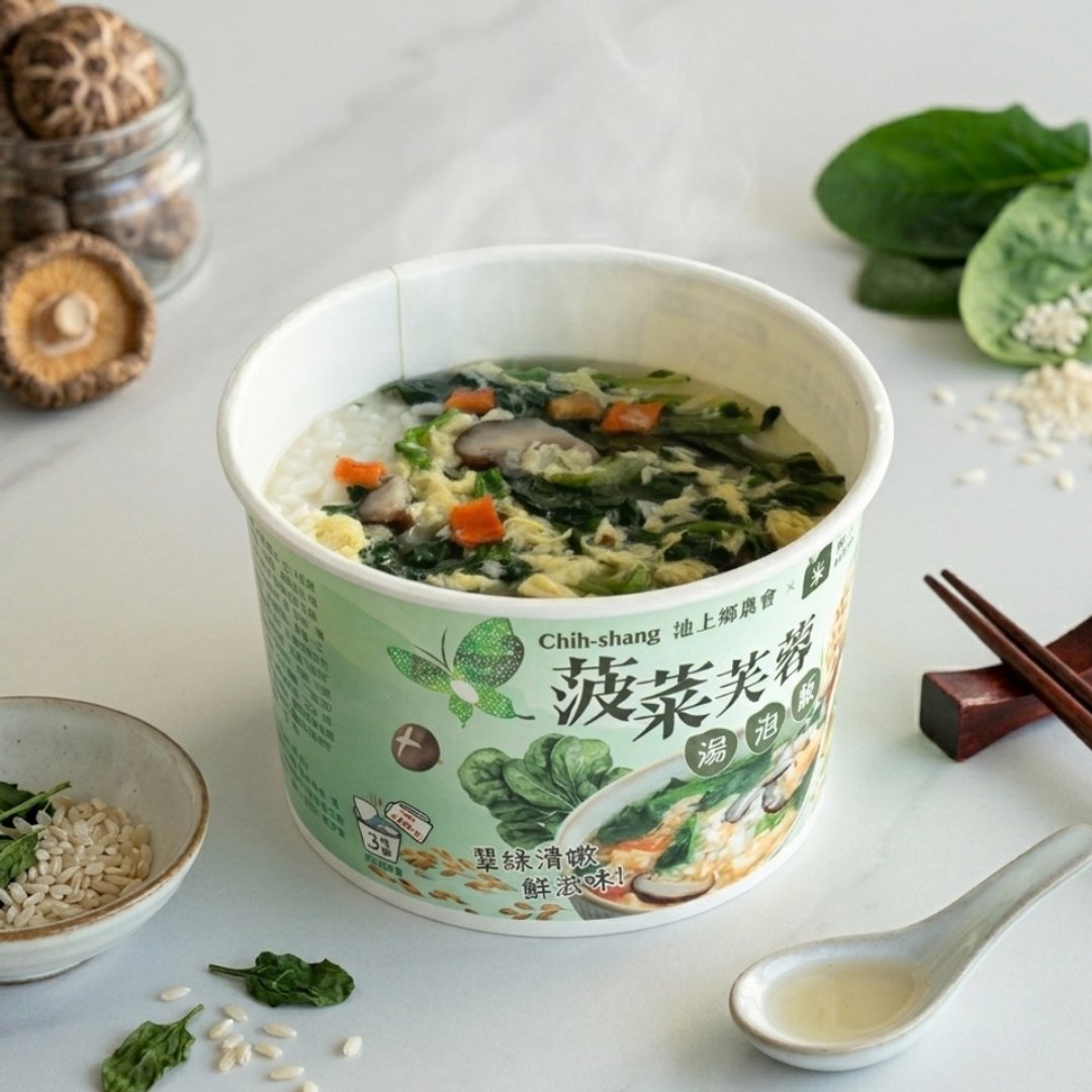 【池上乡农会】汤泡饭 - 波菜芙蓉 6 入/12 入  | 3 分钟冲泡即食 - 五谷杂粮/米 - 新鲜食材 