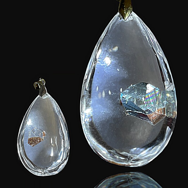 OLINA DESIGN精品顶级超七草莓晶超七紫红发六角星蓝针金字塔吊坠 - 项链 - 水晶 多色