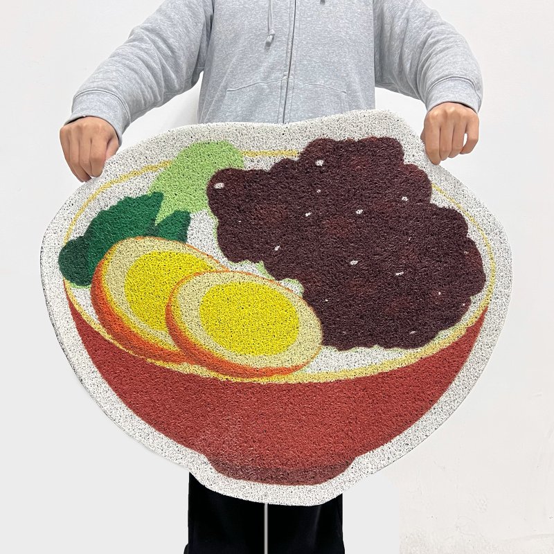 厨房防水防油脚踏垫 卤肉饭图案的玄关地垫 丝圈地垫 - 地垫/地毯 - 环保材料 咖啡色