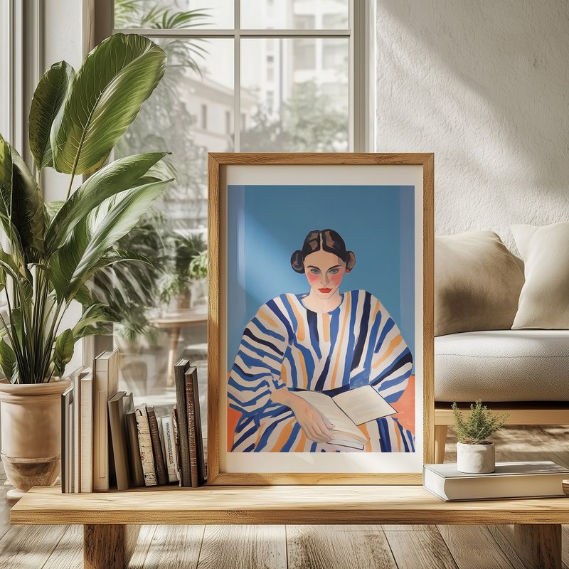条纹读者 Stripe Reader / 当代人物时尚插画 海报 挂画 - 海报/装饰画/版画 - 纸 
