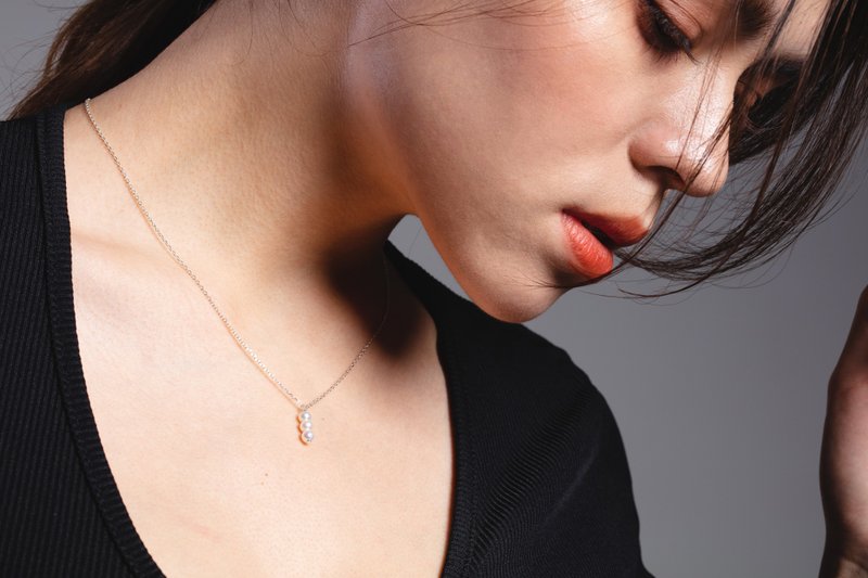 纯银3mm微小淡水珍珠项链II - 项链 - 纯银 银色