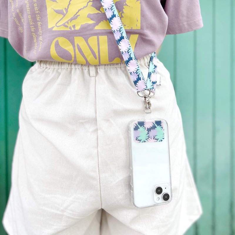 蕨配手机夹片挂绳组-水龙骨| 手机绳 手机背带 母亲节 妈咪 背绳 - 手机配件 - 棉．麻 紫色