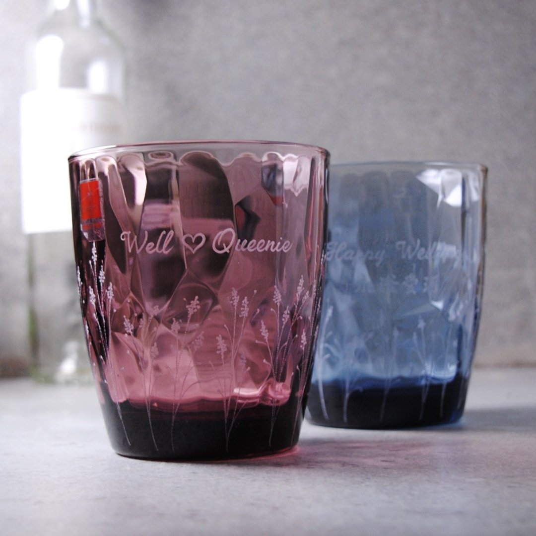 情人节礼物 (一对价)390cc【薰衣草对杯—等待爱情】普罗旺斯钻石情人对杯 法国普罗旺斯 - 咖啡杯/马克杯 - 玻璃 紫色