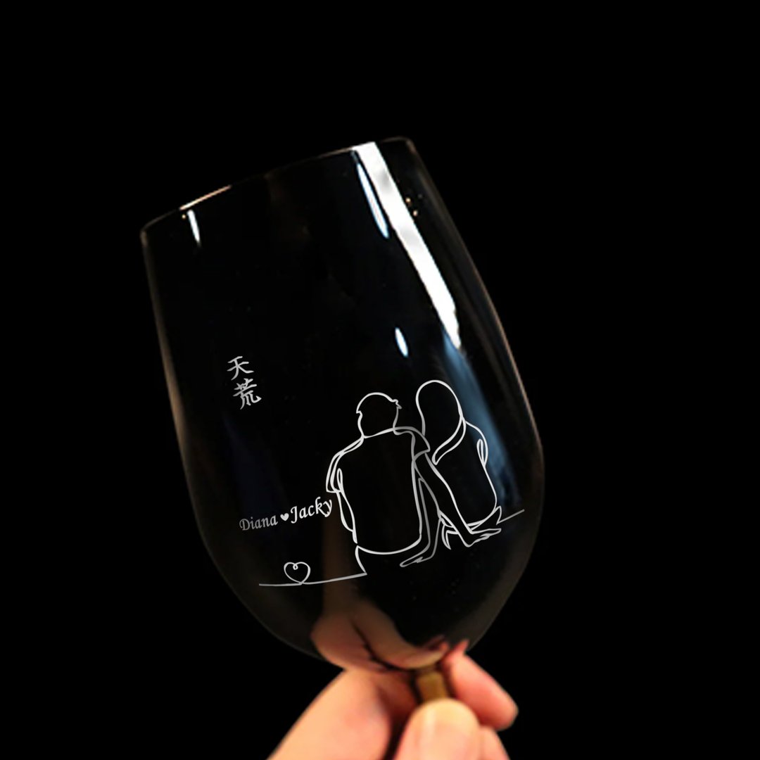 限时优惠|纪念日 情人节礼物|天荒地老情侣名字定制红酒水晶杯 - 酒杯/酒器 - 玻璃 白色