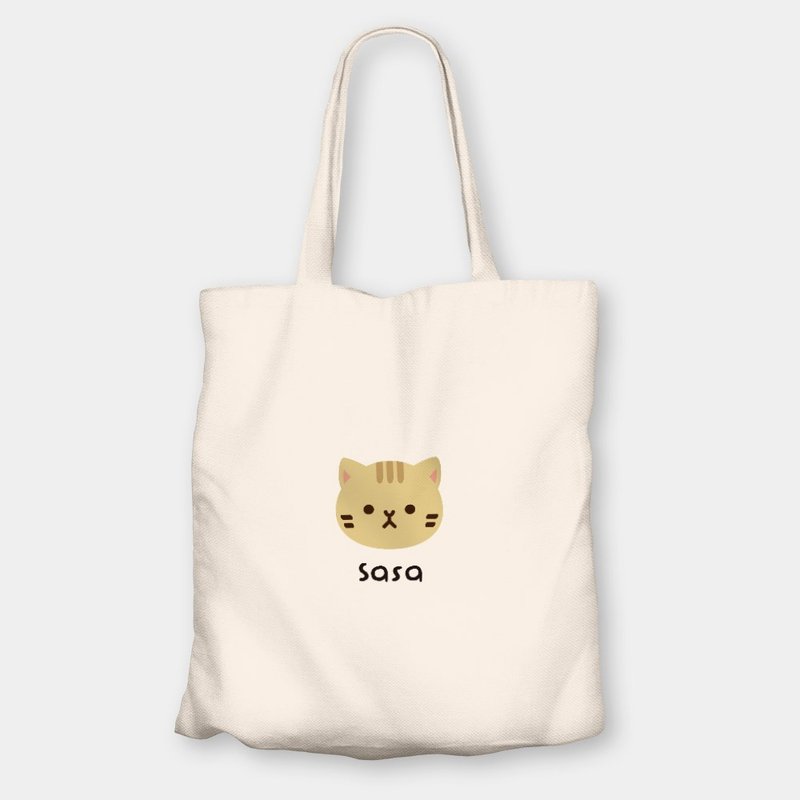 定制化文字 猫头 环保购物袋 帆布袋 042 - 侧背包/斜挎包 - 棉．麻 白色