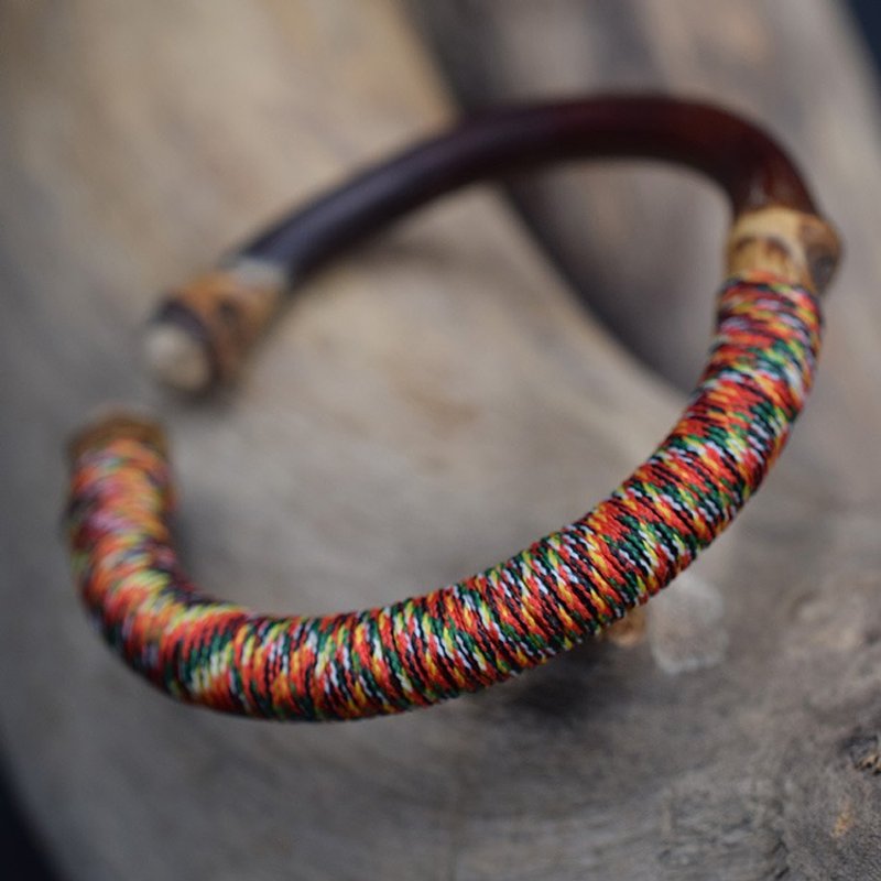 长命缕鸡血藤手镯 未时VISHI西藏山南野生藏传密宗开运五彩绳礼物 - 手链/手环 - 木头 