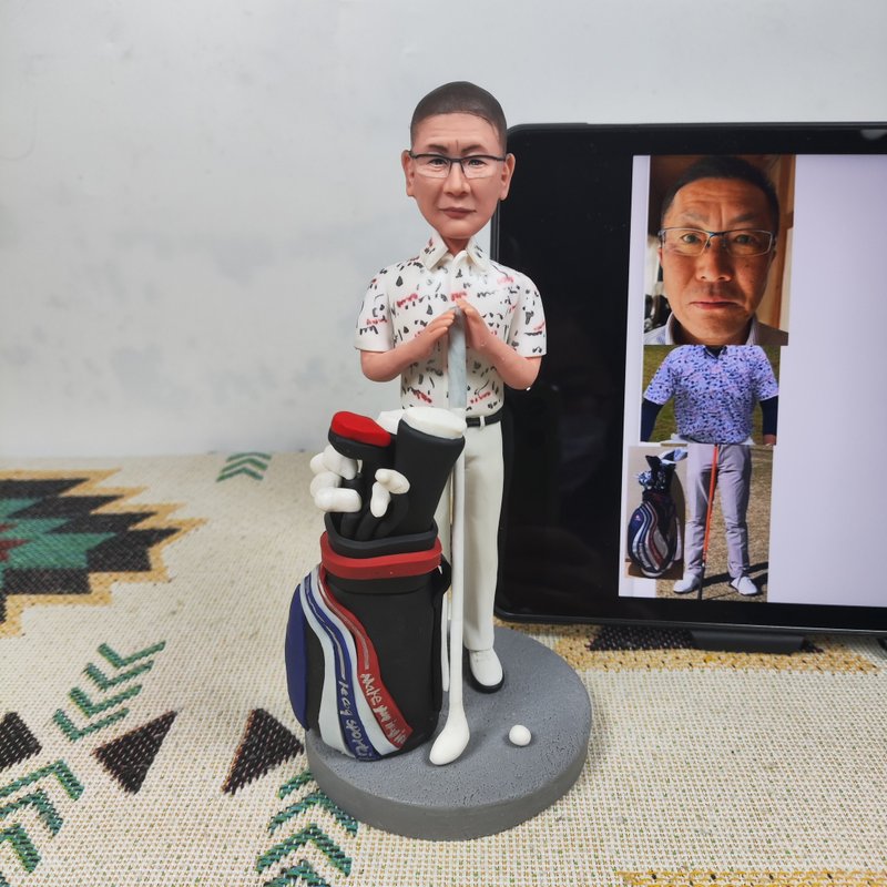 客制化人物公仔 人偶 3D人像画 似颜绘 定制 生日 纪念 高尔夫 - 玩偶/公仔 - 粘土 多色