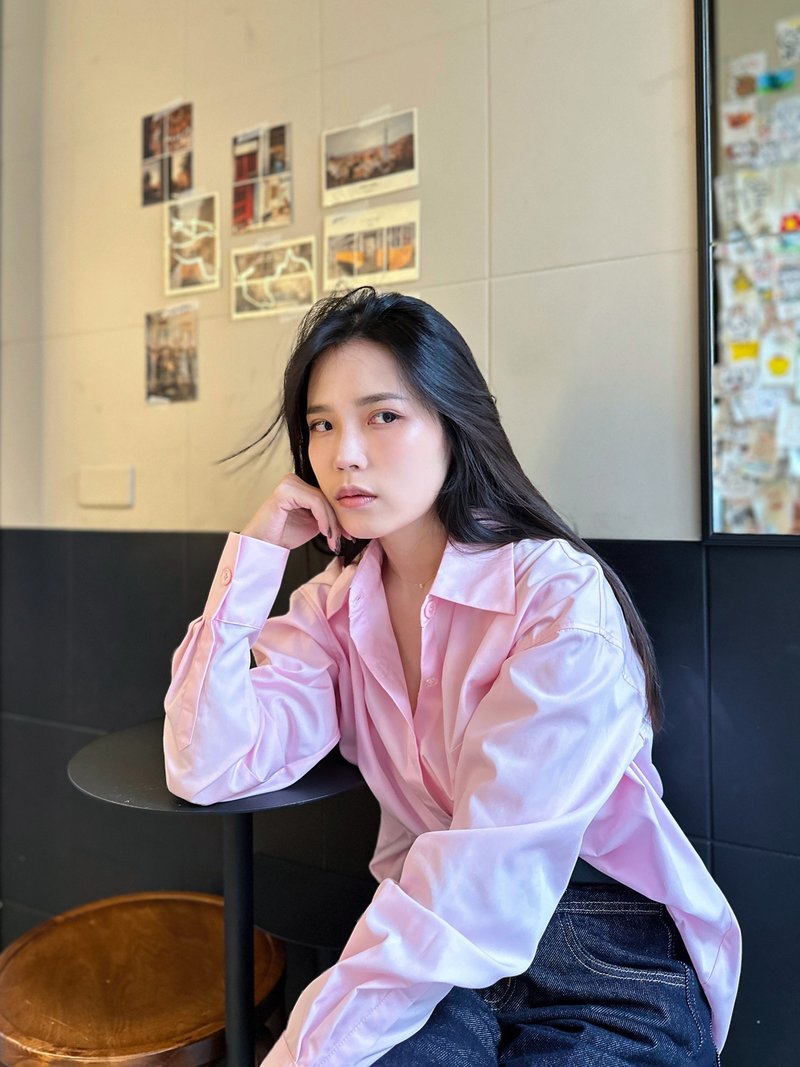 女士浅粉衬衫- Léa - 女装衬衫 - 棉．麻 粉红色