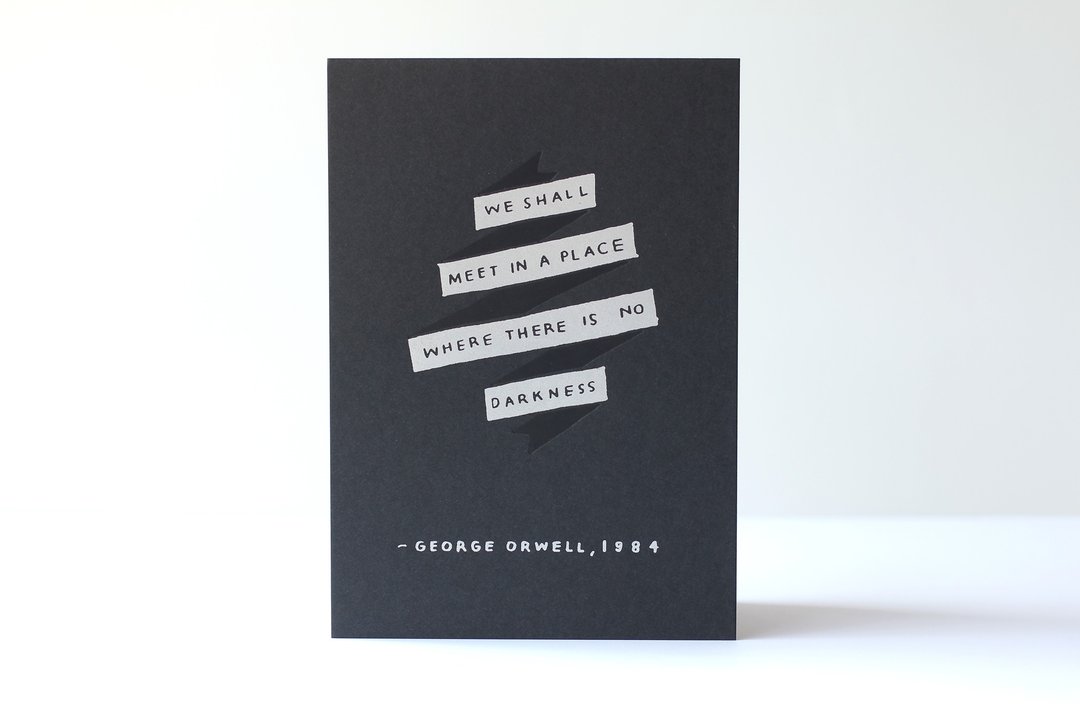 1984 George Orwell -  5x7 Letterpress Print - 海报/装饰画/版画 - 纸 白色