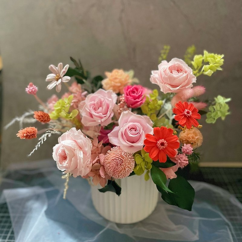 【永生花礼】粉色呢喃永生花/开幕花礼/升迁花礼/谢师花礼 - 干燥花/捧花 - 植物．花 多色
