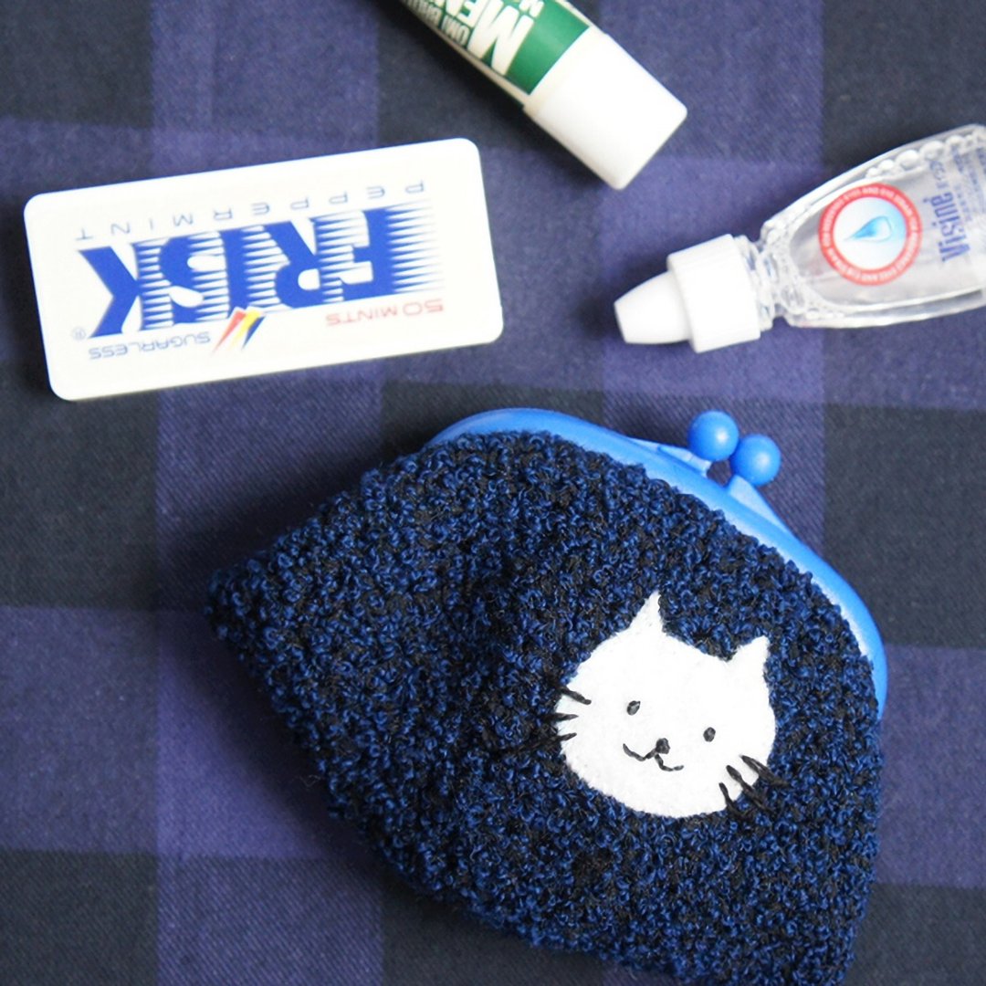 Ba-ba handmade Crochet mini-pouch No.C1412 - 化妆包/杂物包 - 其他材质 蓝色
