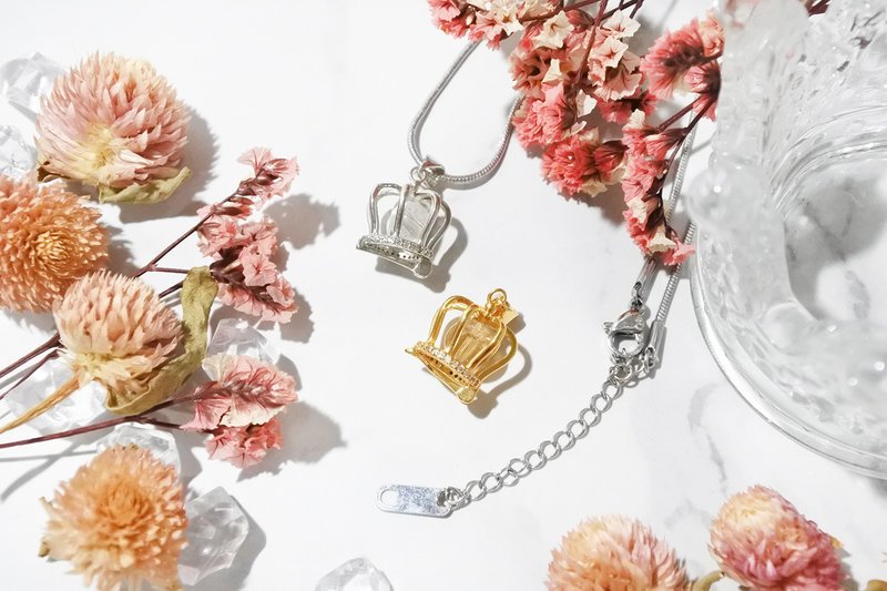 女王的秘密 – 天然水晶设计项链 - 项链 - 水晶 金色