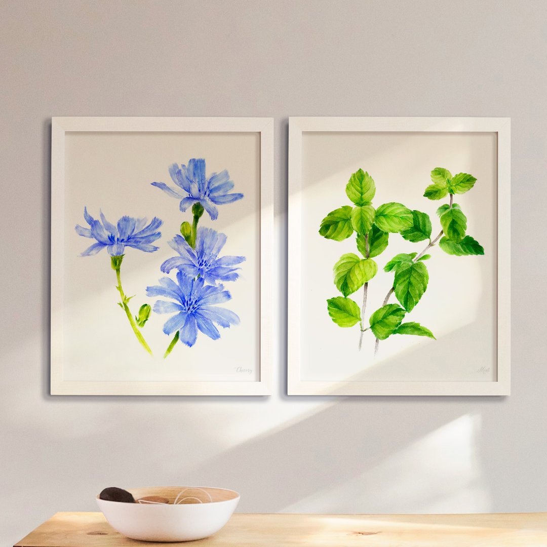 KITCHEN GARDEN 厨房餐厅挂画 植物水彩复制画 薄荷装饰画 - 海报/装饰画/版画 - 纸 多色
