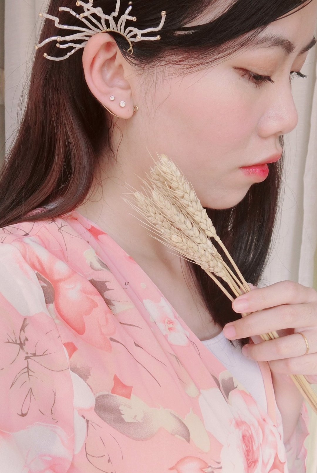 无耳洞手作新娘饰品耳挂 - 耳环/耳夹 - 宝石 白色