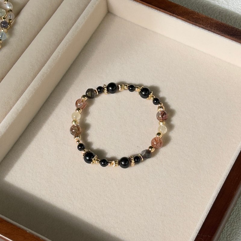 /守护/黑碧玺 黑金超 金发晶 银曜石 避邪 招财 增强气势 幸运 - 手链/手环 - 水晶 透明