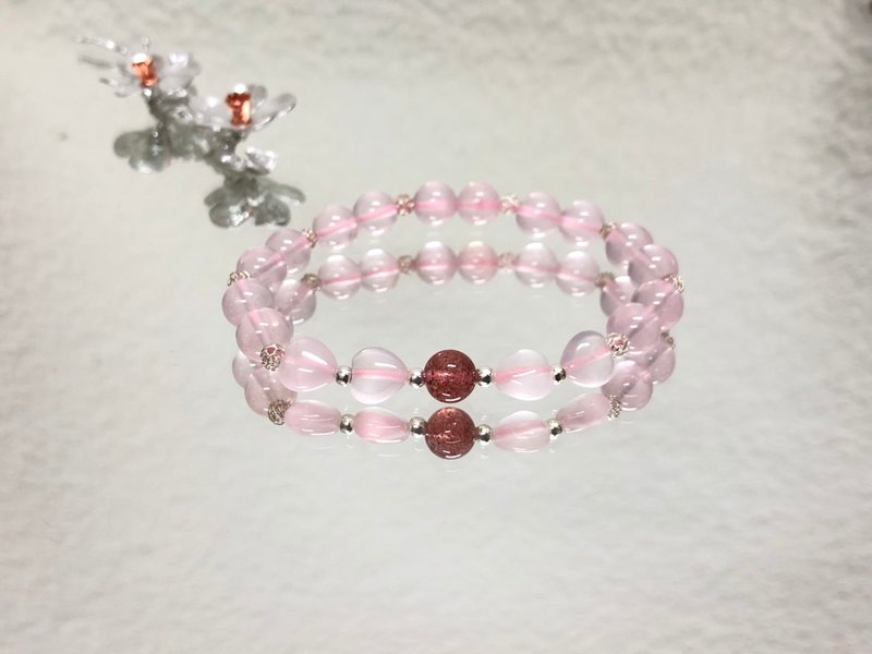 快速出货 天然粉水晶爱心手链粉晶 草莓晶 星光粉晶 水晶手链 - 手链/手环 - 水晶 