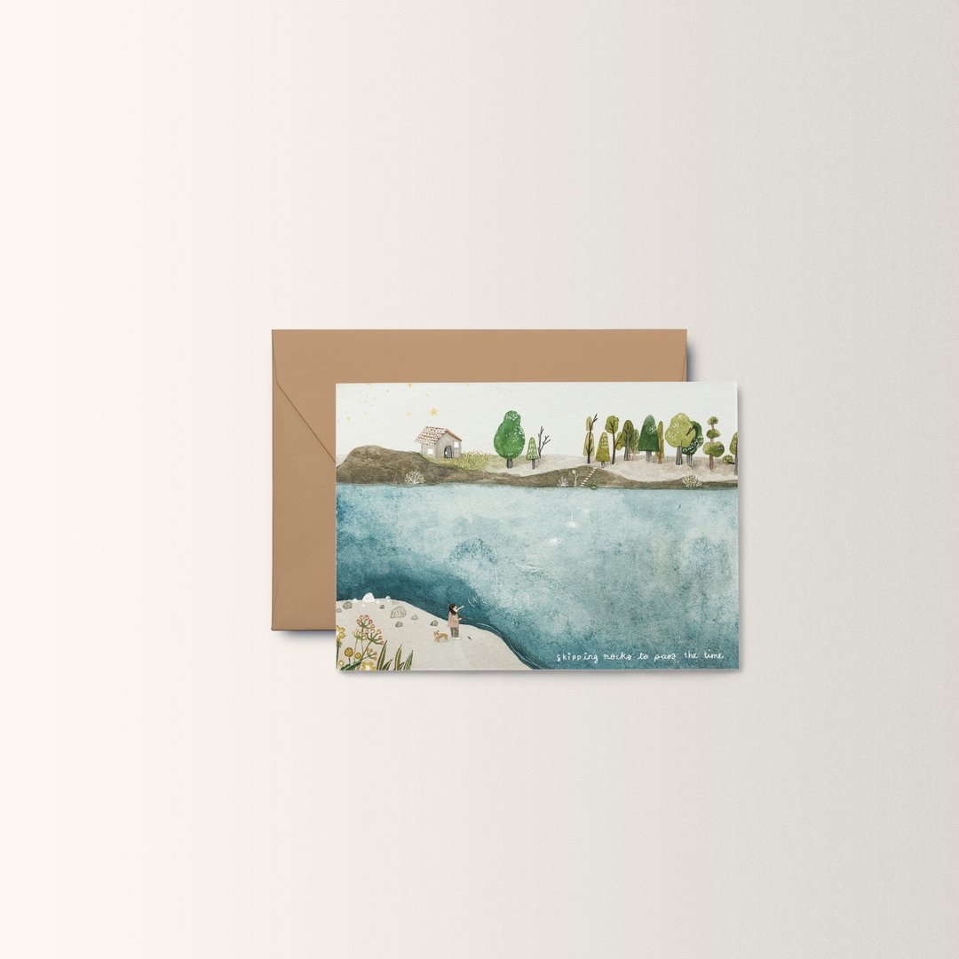 skipping rocks postcard - 卡片/明信片 - 纸 