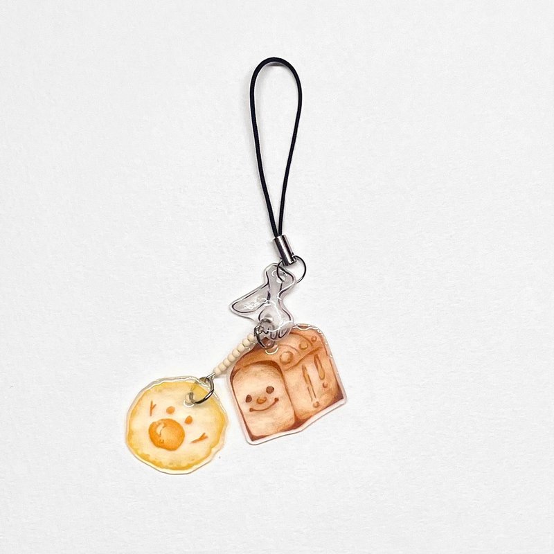 Chamili 早餐系列 土司夹蛋 - 手作手绘吊饰 - 吊饰 - 树脂 黄色