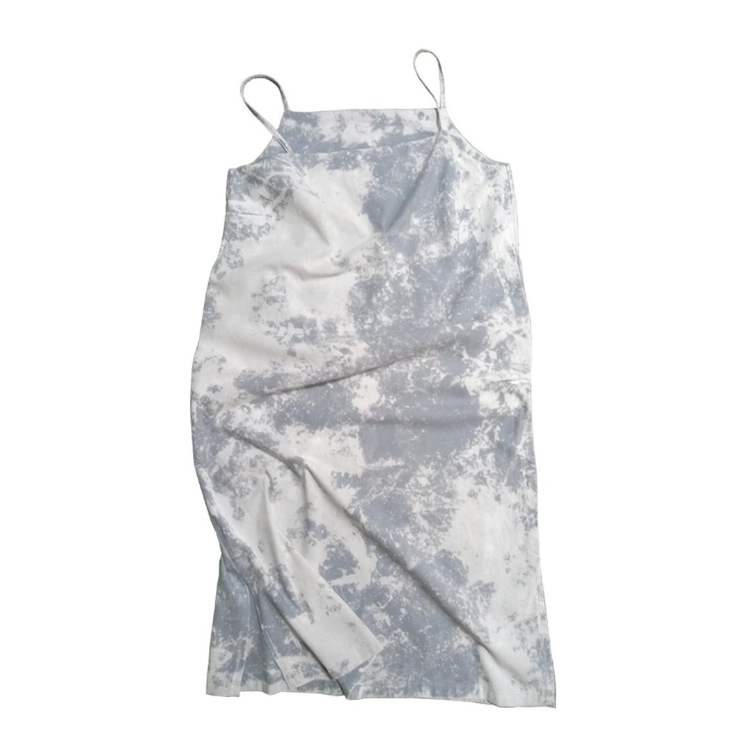 cloudy sky color bite dress - 洋装/连衣裙 - 棉．麻 