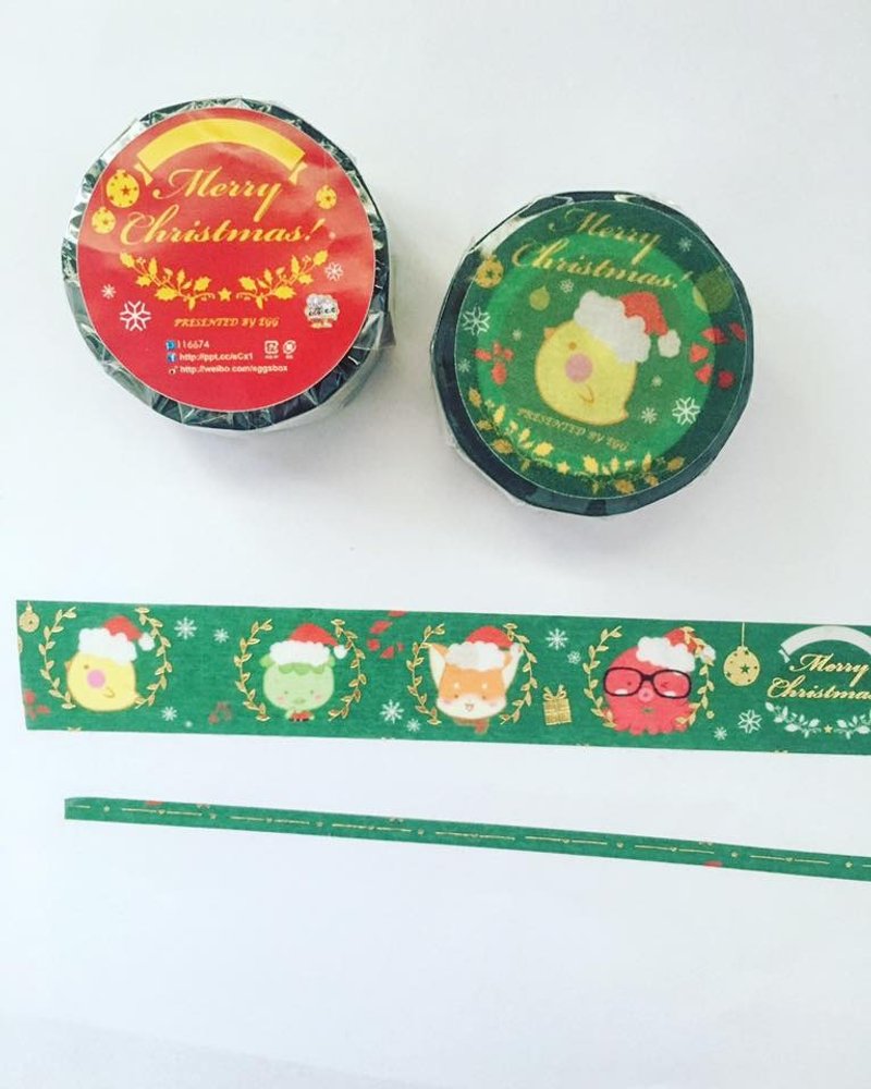 EGG家族圣诞节烫金纸胶带(买就送烫金出血卷*1送完为止) - 纸胶带 - 纸 绿色