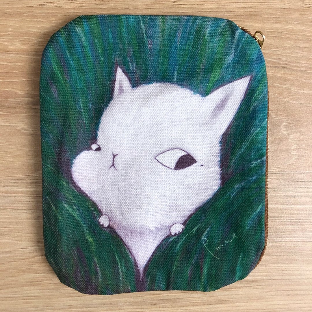 emmaAparty插画小包:草丛里的猫咪 - 化妆包/杂物包 - 棉 