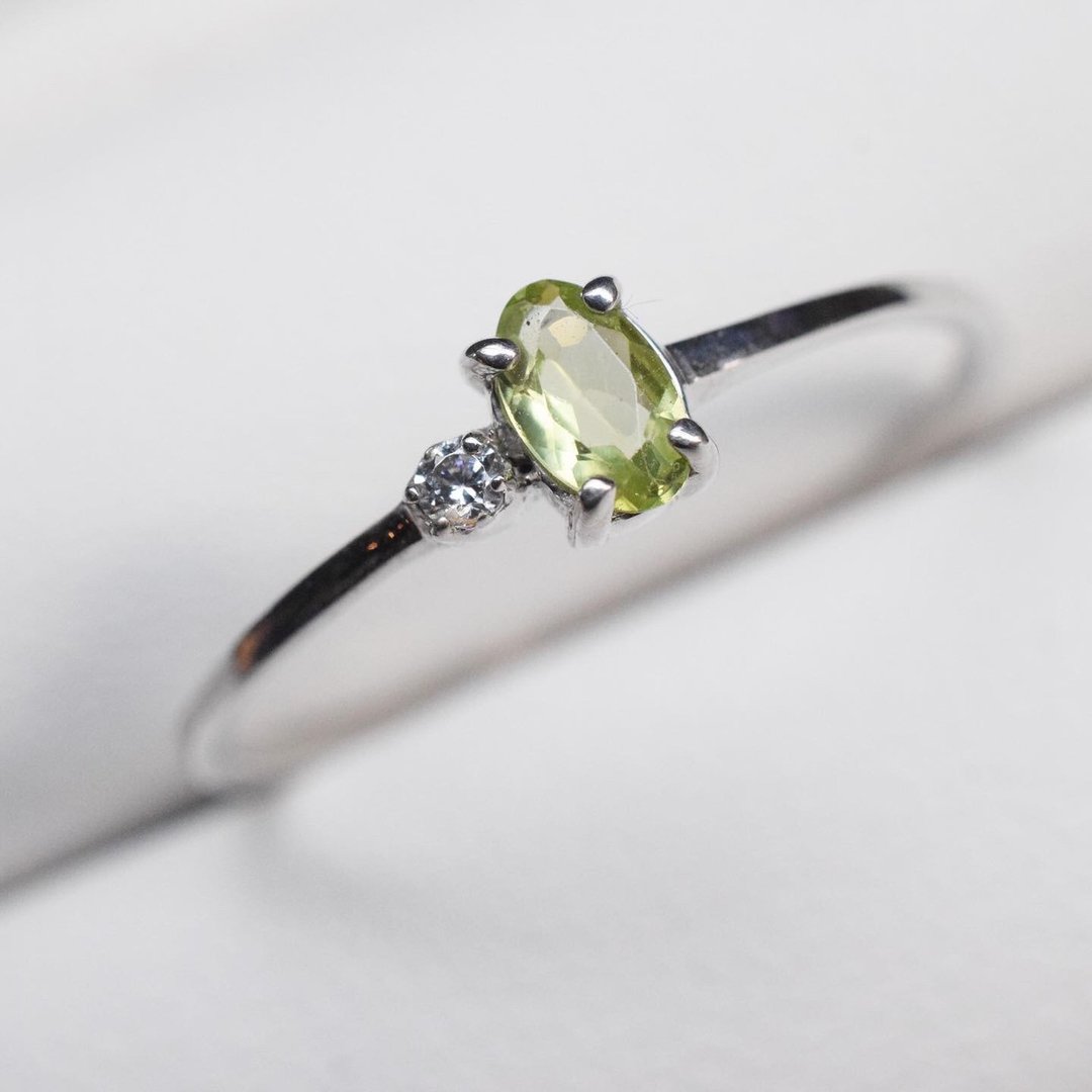 Peridot White topaz twin ring #minimsignature R497 - 戒指 - 纯银 