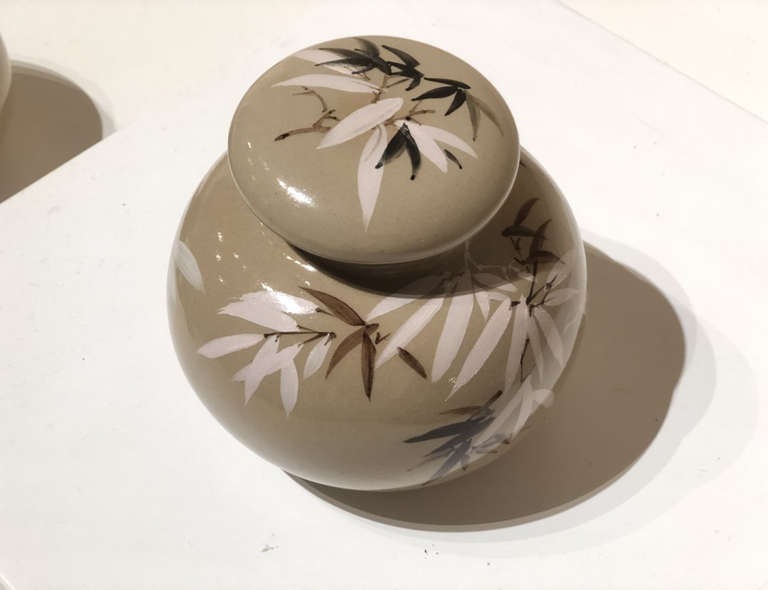 纯手工绘制 竹报平安款茶叶罐 迎春纳福 陶瓷密封罐 - 茶具/茶杯 - 陶 咖啡色