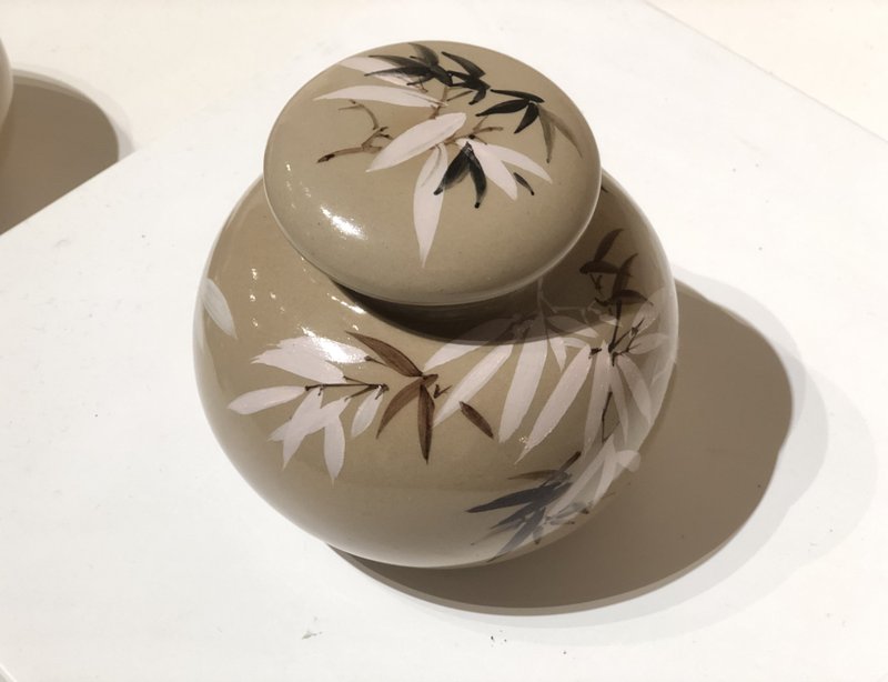 纯手工绘制 竹报平安款茶叶罐 迎春纳福 陶瓷密封罐 - 茶具/茶杯 - 陶 咖啡色