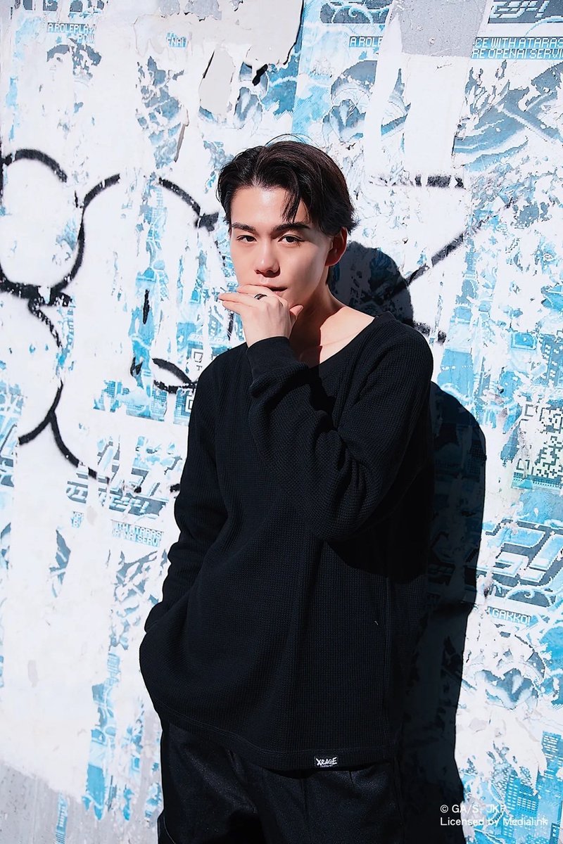 【XRAGE X 咒术回战联名】咒术高专宽领针织上衣 - 男装针织衫/毛衣 - 棉．麻 黑色