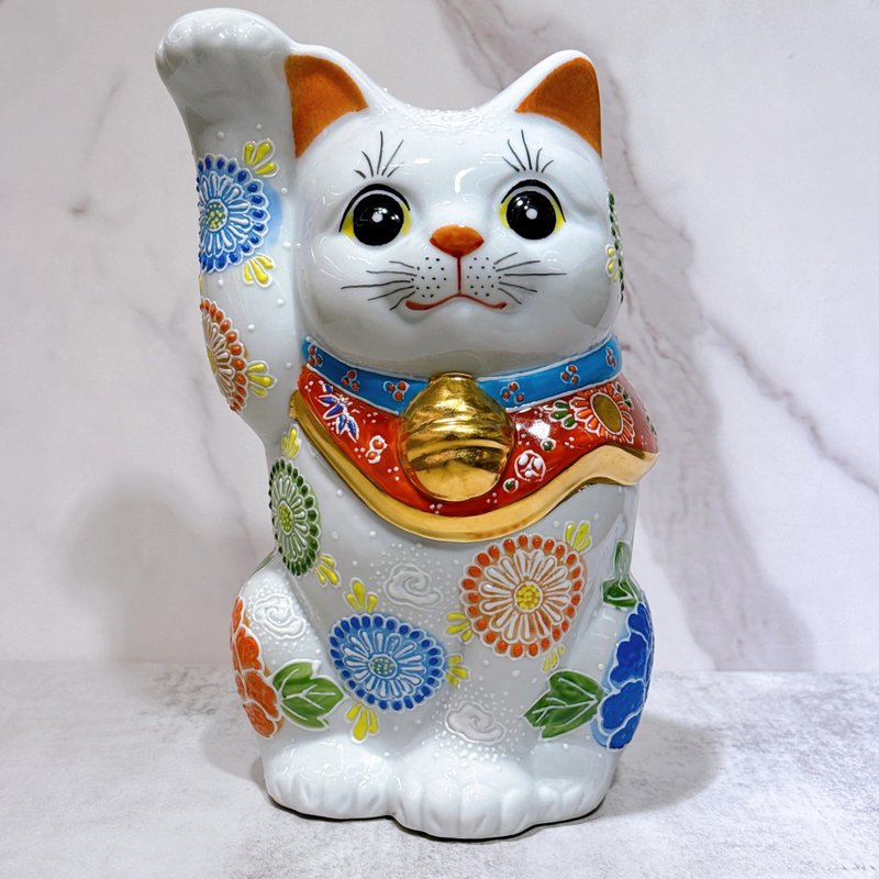 【九谷吉祥】日本九谷烧招财猫 | 白盛 8号 - 摆饰 - 瓷 白色