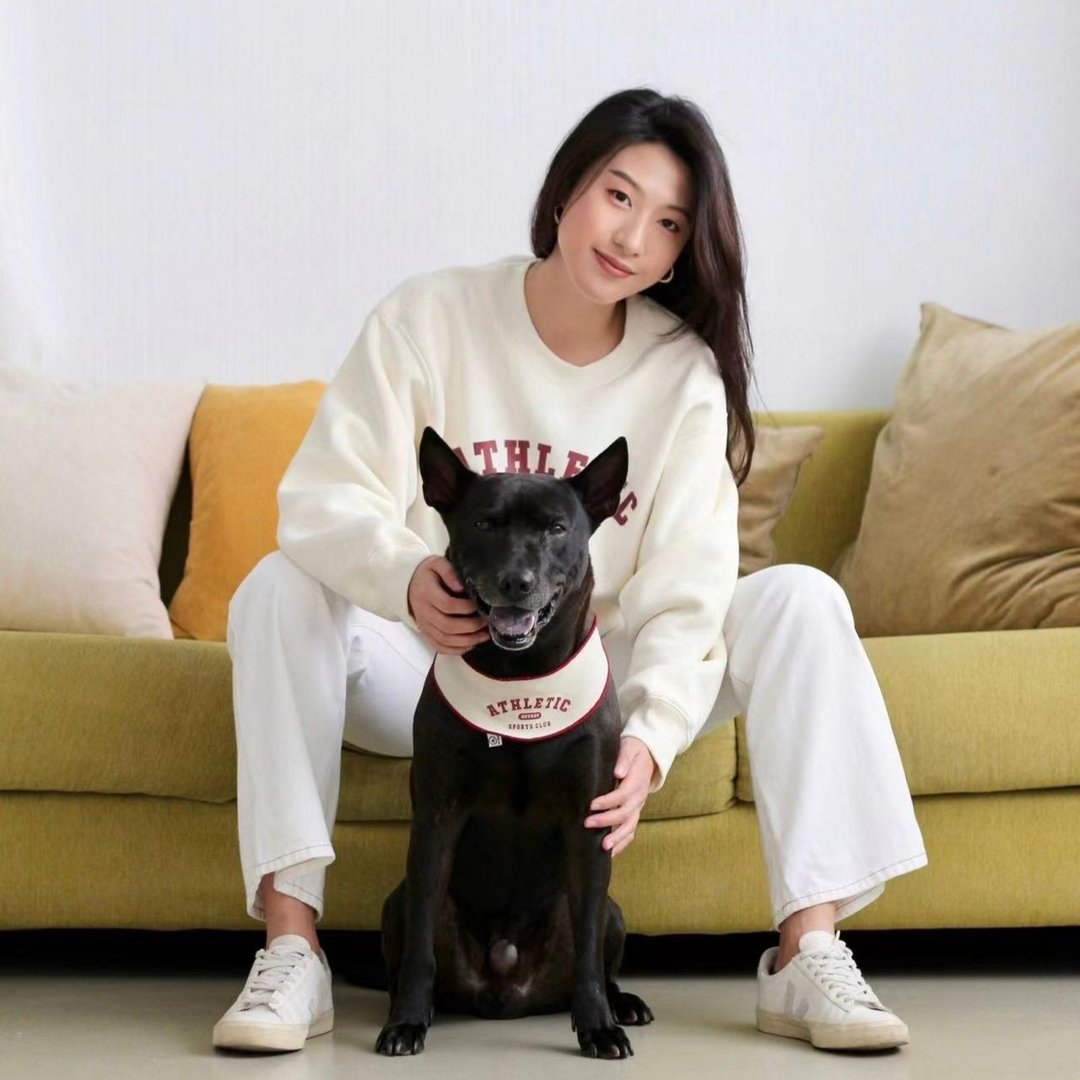 HEYDAY SPORTS CLUB 美式复古人宠亲子装系列 人类长袖加绒款 - 中性连帽卫衣/T 恤 - 棉 卡其色