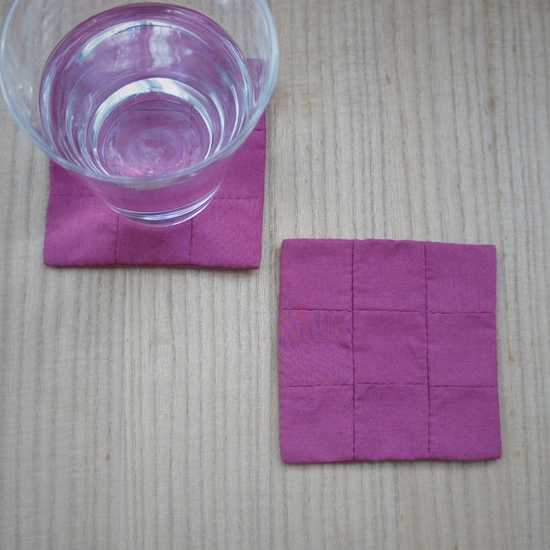 Handmade coaster "SQUARE 四角" purple - 杯垫 - 棉．麻 紫色