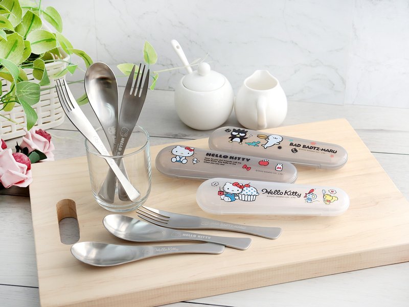 【SANRIO 三丽鸥】不锈钢环保餐具汤叉组-共三款(KITTY / 酷企鹅) - 餐刀/叉/匙组合 - 不锈钢 