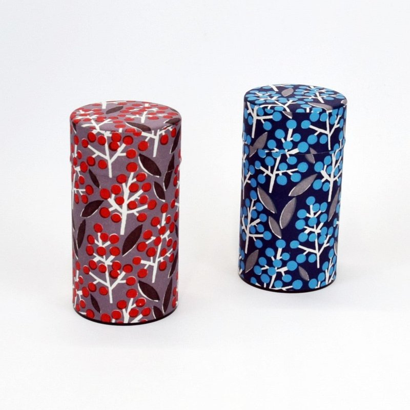 京都 茶罐 和纸 日本制造 茶筒 时尚 不锈钢 150克 可爱 和风图案 - 调味罐/酱料瓶 - 不锈钢 红色