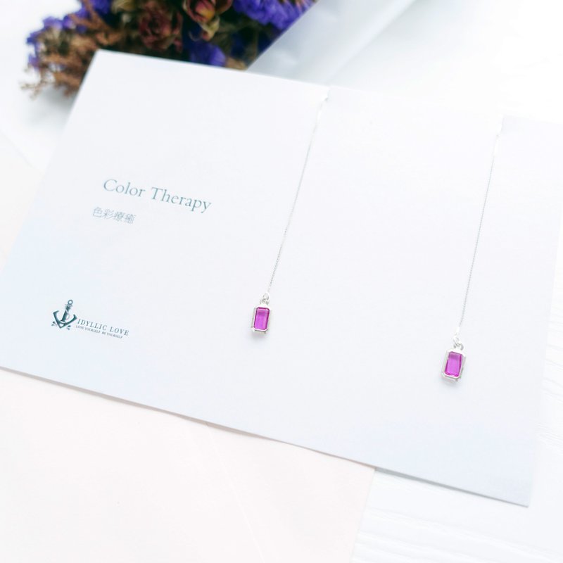 CANDY小方糖系列 - 限量气质迷你水晶纯银垂吊耳环明信片 - 锁骨链 - 其他材质 多色