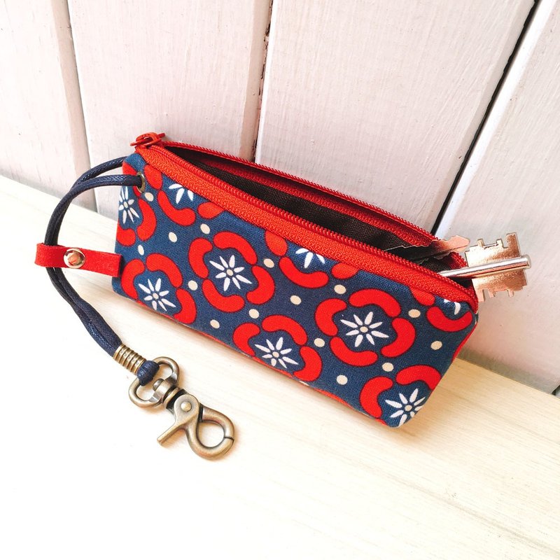 拉链钥匙包 (雪花) 接单生产* - 钥匙链/钥匙包 - 棉．麻 红色