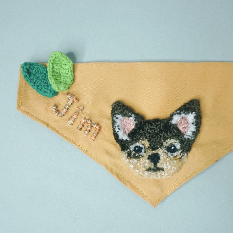 定制化刺绣狗狗名字围巾 | 芝娃娃, 黄色 - 衣/帽 - 绣线 黄色