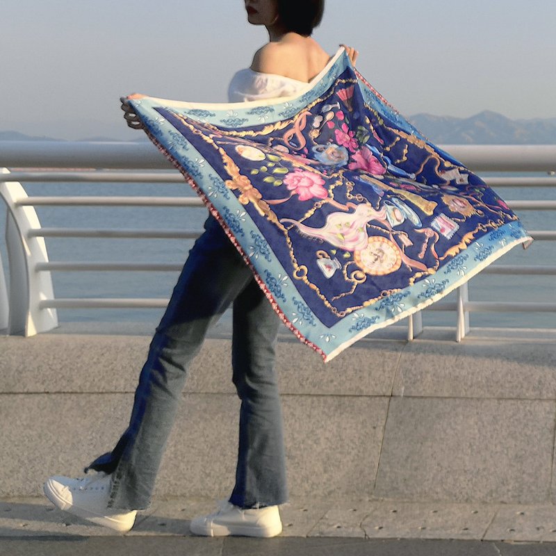 【丝巾礼盒】定制化礼物宫廷盛宴方形大丝巾/披肩 - 围巾/披肩 - 其他材质 