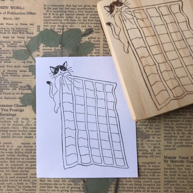 橡皮擦印章 八割猫款式的稿纸信笺格印章 - 印章/印台 - 橡胶 