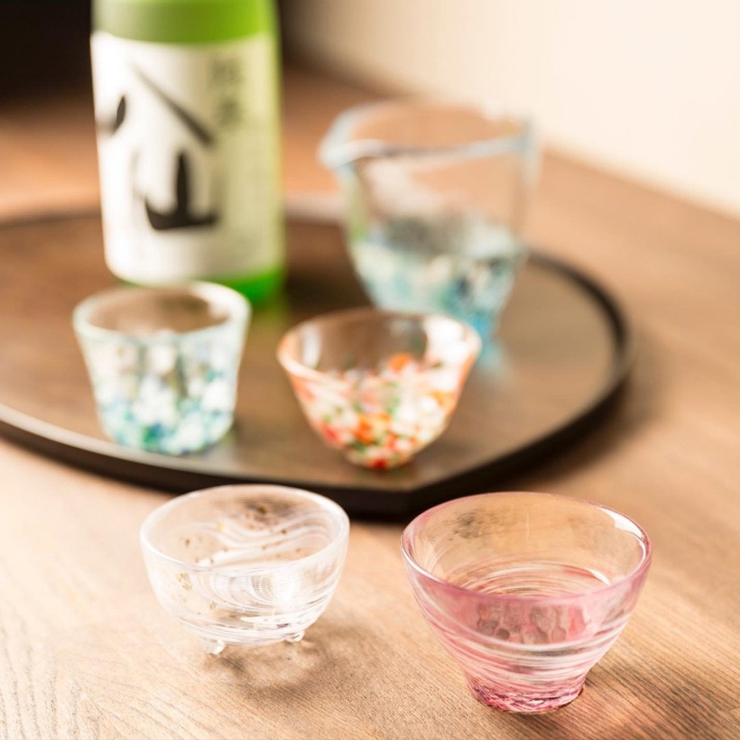 日本津轻 手作四季清酒杯组 (木盒装) - 酒杯/酒器 - 玻璃 多色
