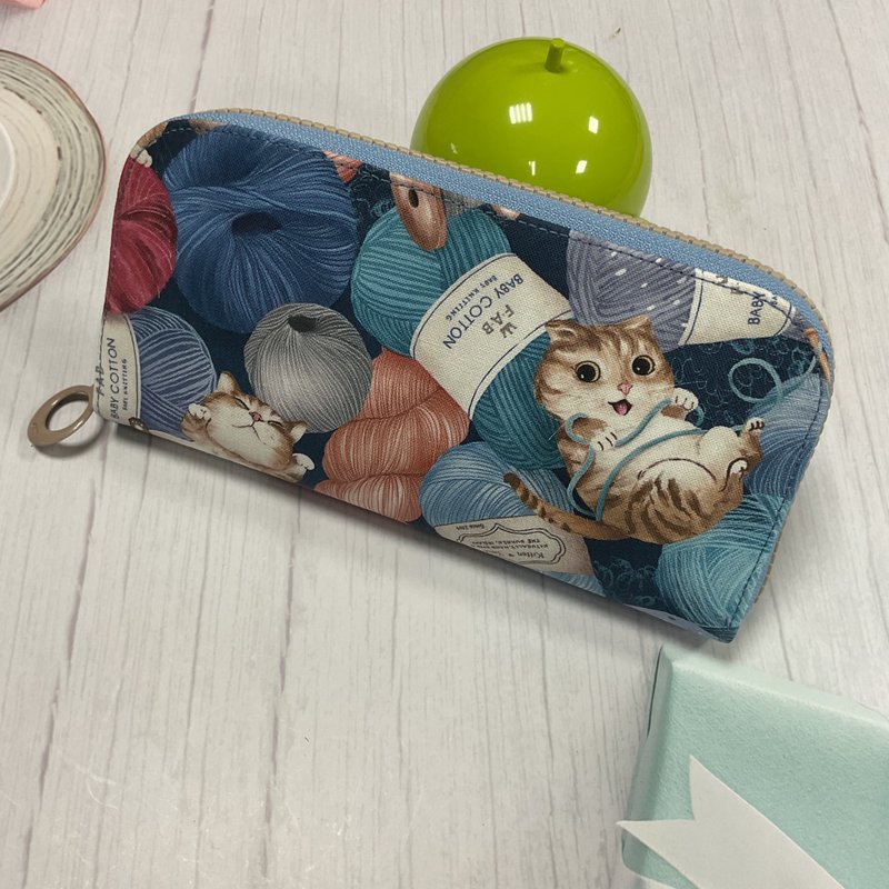 幸运招财丰巢长夹 - 毛线猫咪A款 - 皮夹/钱包 - 棉．麻 