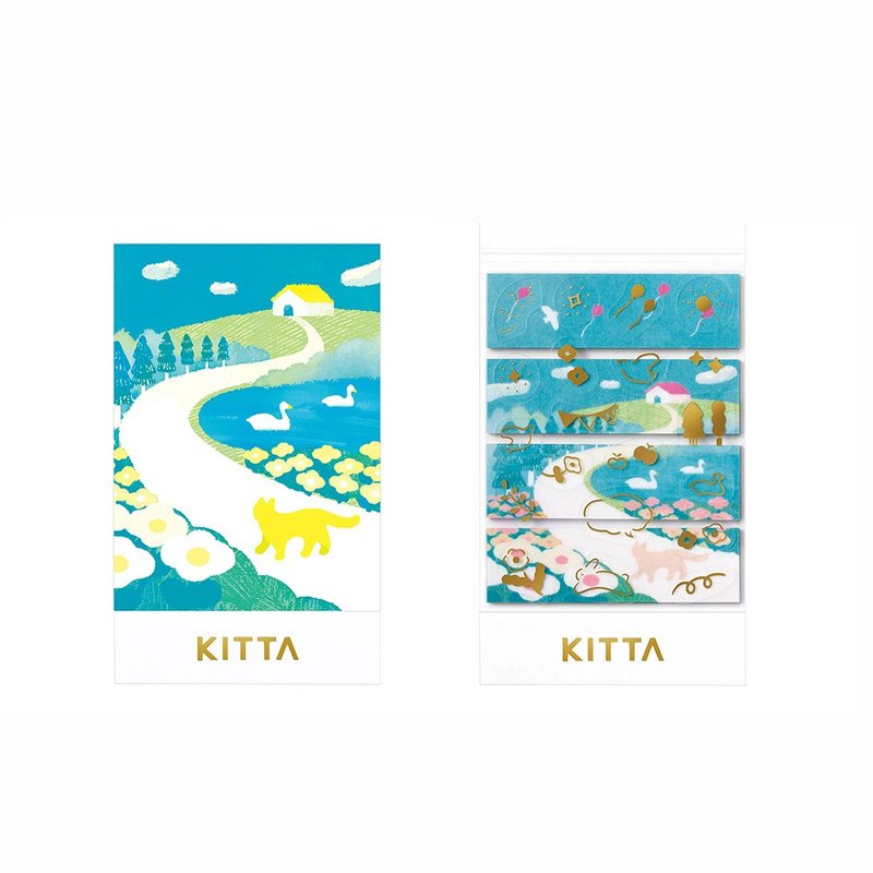 【KING JIM】KITTA随身携带和纸胶带 金箔拼贴款 山坡 (宫下和设) - 贴纸 - 纸 多色